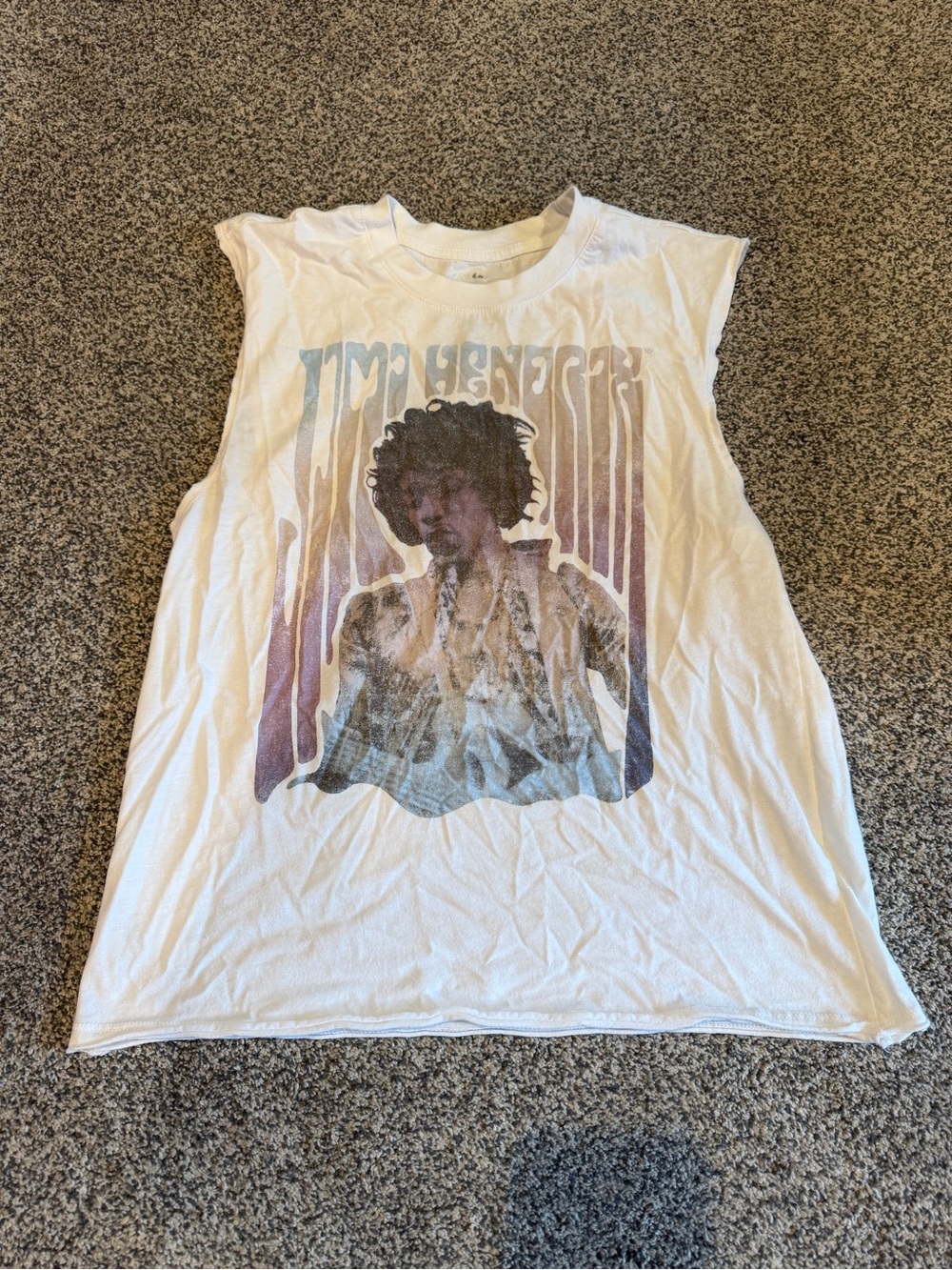 White Graphic Tee with Black and Beige Print